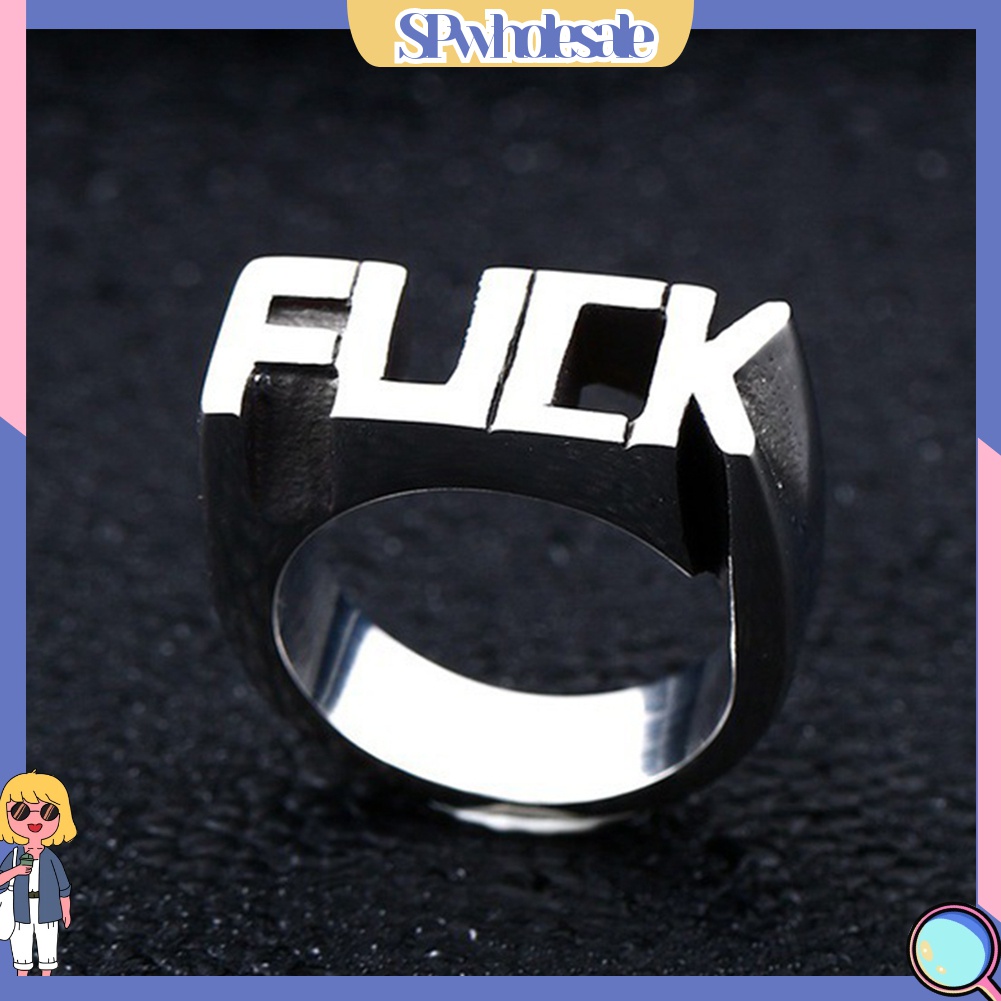 {SPwholesale} Nhẫn thép không gỉ hình chữ cái thời trang hiphop