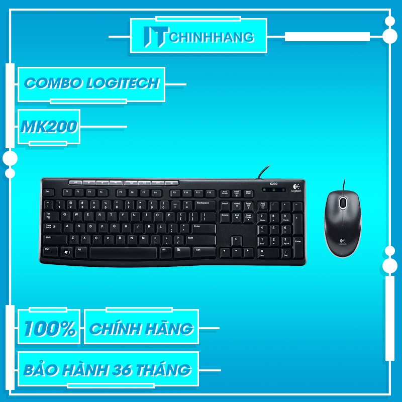 Combo Bàn Phím & Chuột Có Dây Logitech MK200 - Hàng Chính Hãng