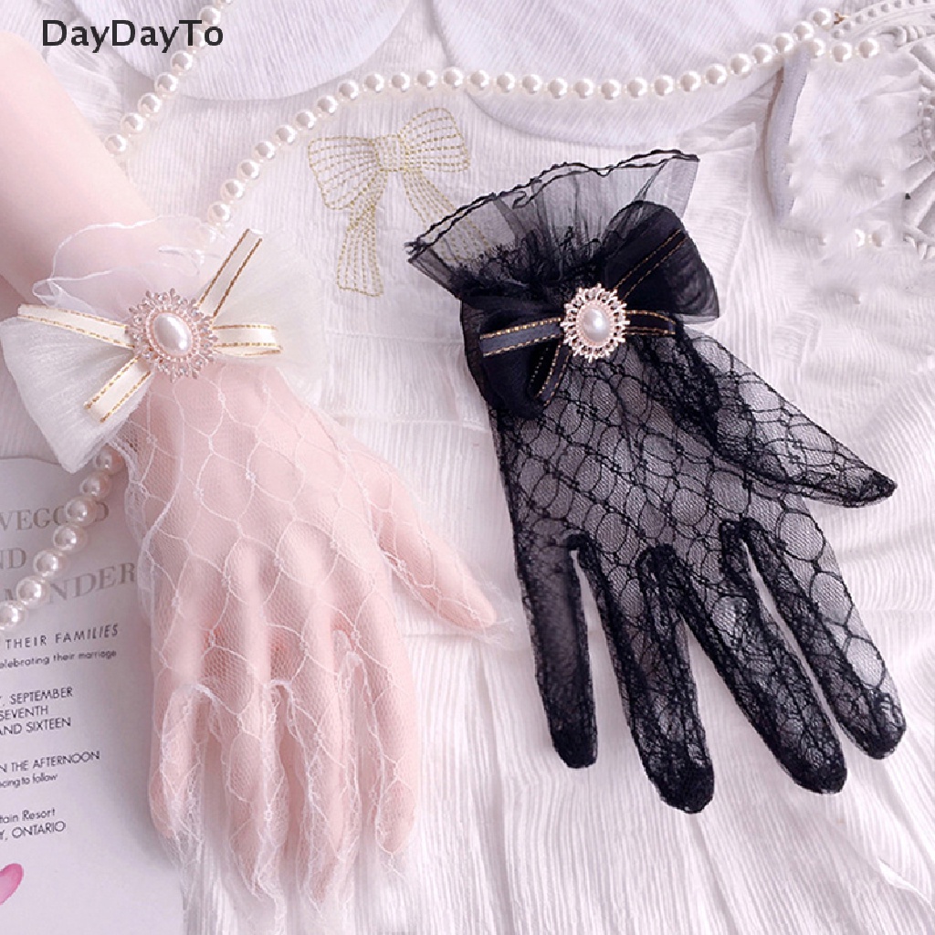Găng Tay Ren Lưới Lolita Màu Trắng Đen Cho Bé Gái