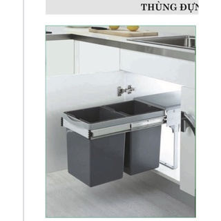 Thùng rác đôi âm tủ cánh mở - Phụ kiện thùng rác thông minh