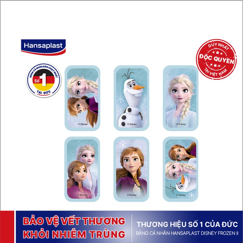 Băng cá nhân Hansaplast Disney Frozen II gói 10 miếng-Độc quyền duy nhất tại Việt Nam-Thương hiệu số 1 của Đức