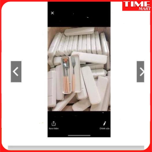 BỘ THÌA ĐŨA DĨA INOX CÁN GỖ LÚA MẠCH CÓ HỘP ĐỰNG CAO CẤP [TIME_MART siêu thị tiện ích gia đình]