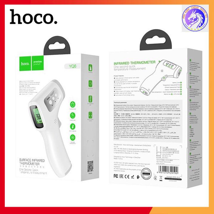 Nhiệt Kế Hồng Ngoại HOCO YQ6 Tặng Kèm 2 Pin AA - MÁY ĐO THÂN NHIỆT GIA ĐÌNH - CHÍNH HÃNG BẢO HÀNH 12 THÁNG