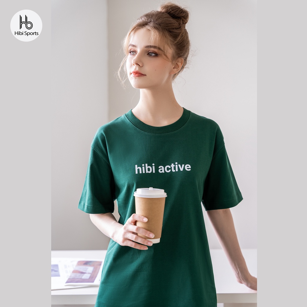 Áo thun tay lỡ Hibi Sports chữ HIBI ACTIVE ST001 kiểu phông unisex nam nữ, vải cotton Premium, form oversize