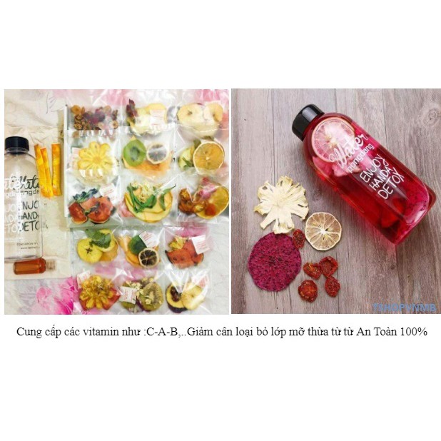 Trà hoa quả sấy khô DETOX KOREA Robimart – Set 30 gói, full hộp, tặng bình nhựa 1L, túi vải