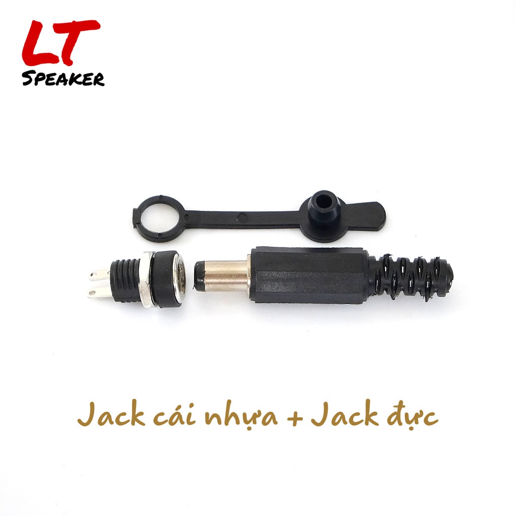 Jack DC 5.5 x 2.1mm Jack cái kim loại, đồng thau, Jack đực nhựa - ron chống nước