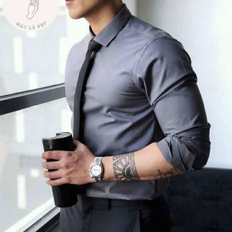 Áo sơ mi nam dài tay cao cấp cổ bẻ dáng ôm Hàn Quốc vải lụa thái cao cấp chống nhăn chống xù thời trang FASHIONMEN STORE | BigBuy360 - bigbuy360.vn