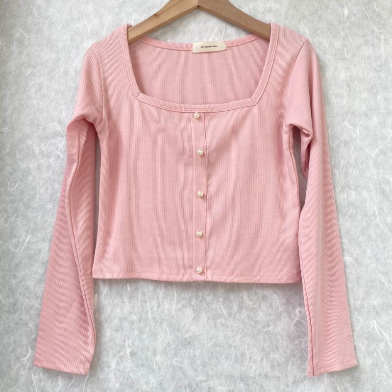 Áo đính ngọc tay dài croptop cổ vuông ENTYTY A3-NTD