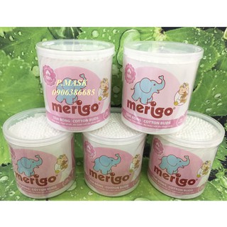 Tăm Bông Cho Bé 336 Que Hộp Tròn Xoay Merigo Bông Bạch Tuyết - Tăm Bông Kotton Cari For Kid HỘP TRÒN Bông Bạch Tuyết