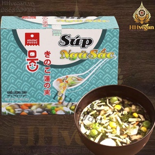 Soup/Súp ngũ sắc Asuzac - 1 hộp 30g có 3 gói - Thực phẩm chay 100% thiên nhiên - Canh ăn liền rau củ sấy