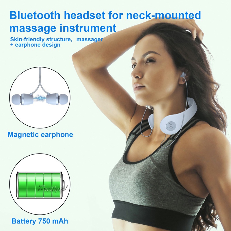 [PRETTYIA1]Portable Neck Massager Bluetooth Headphone Neckband Earphone