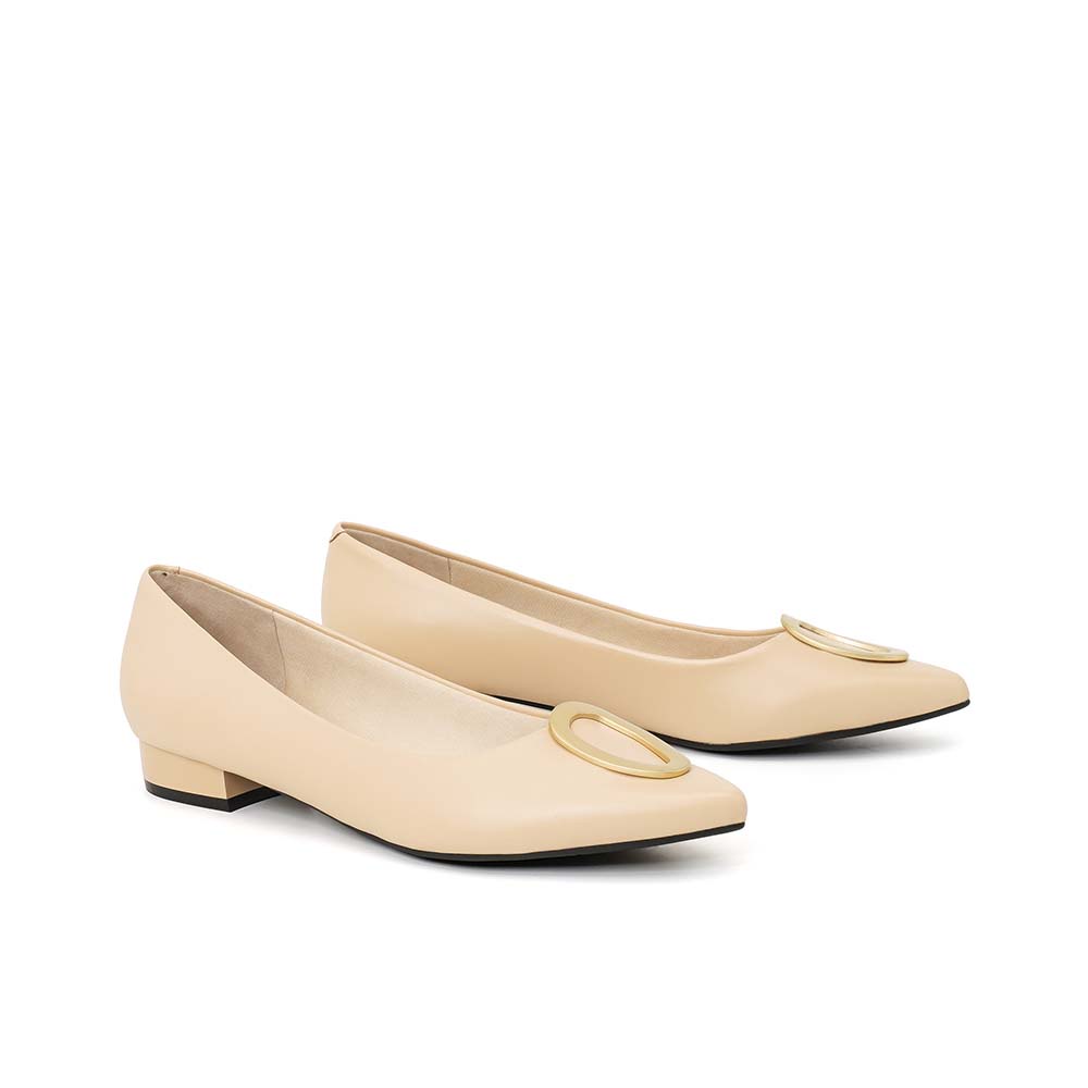 Giày búp bê Nữ Thời Trang JUNO mũi nhọn khóa trang trí BB03058