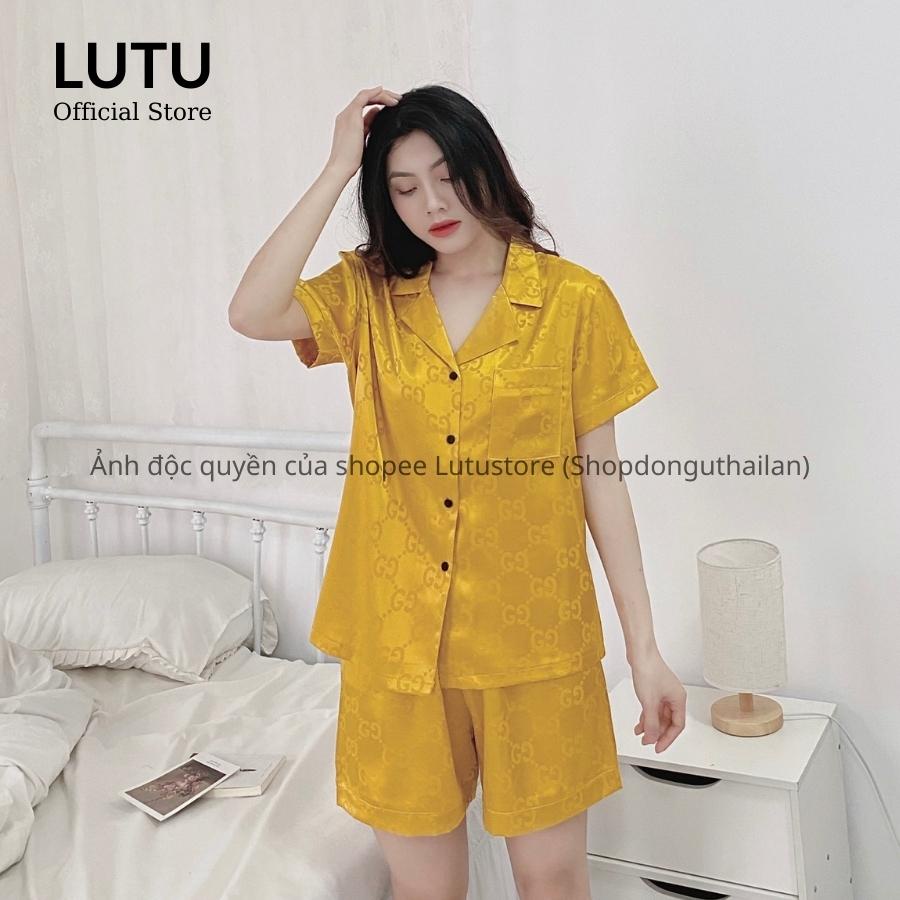 Bộ ngủ pijama lụa gấm tay cộc quần đùi