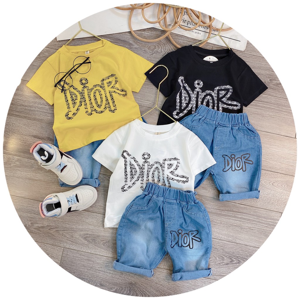 Bộ bé trai quần jean áo phông chất cotton tàu siêu đẹp, bộ cho bé trai đi học đi chơi