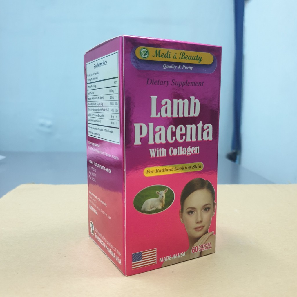 Combo viên uống Đẹp da, Giảm thâm nám LAMB PLACENTA with Collagen USA c/60v - Medibeauty | BigBuy360 - bigbuy360.vn