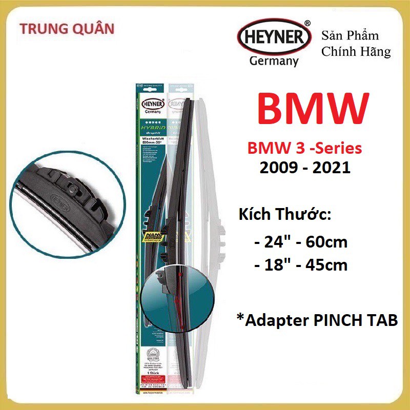Cần Gạt Mưa BMW 3- Series 2009-2021, Bộ gạt mưa mềm Heyner Germany Chính Hãng Cho BMW 3- Series 2009