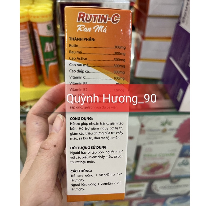 Viên uống RUTIN C Rau Má hộp 30 viên giúp ngăn ngừa nhiệt miệng.