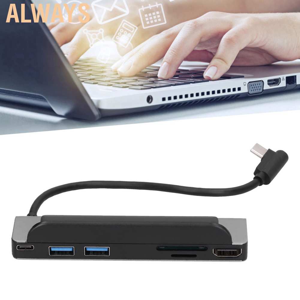 Always Docking Station 6 in 1 Type C to High Definition Multimedia Interface USB Memory Card Storage PD Expansion Dock