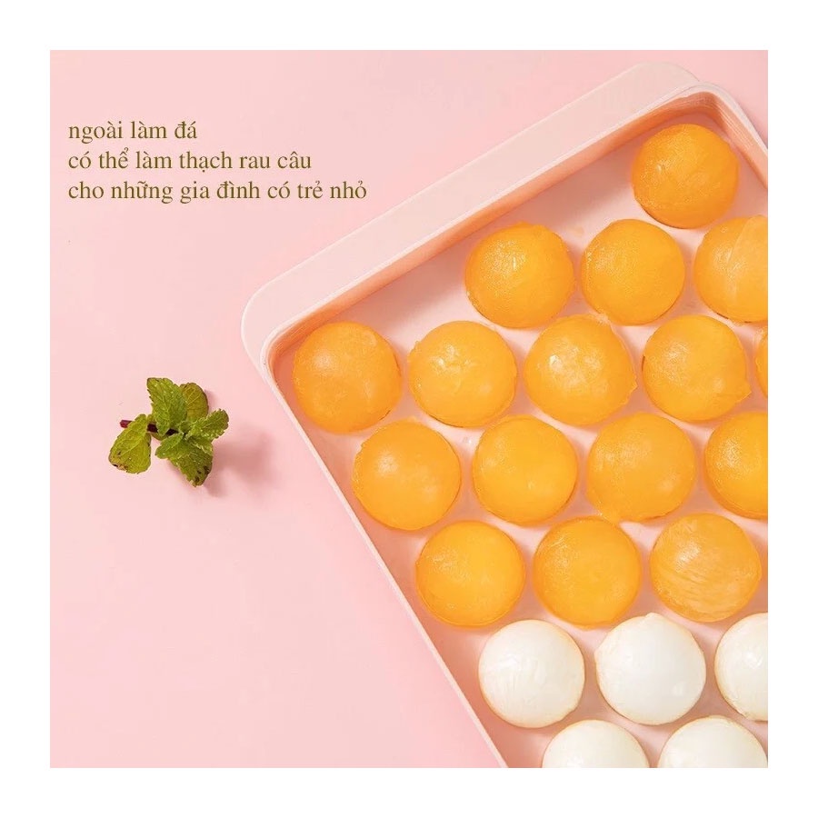 Khay đá bi tròn tủ lạnh 33 viên có nắp đậy Thế Giới Khăn