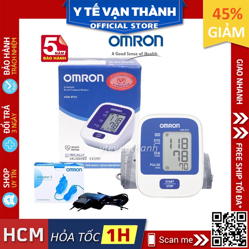 ✅ [KÈM ADAPTER] Máy Đo Huyết Áp Bắp Tay- Omron HEM-8712 -VT0845