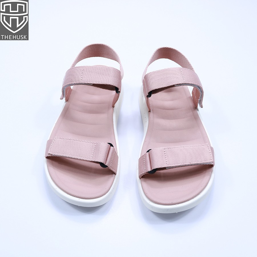 Giày Sandals Nữ HuuCuong &amp; TheHusk 2 Quai Ngang Màu Hồng Đế Trắng - TH11
