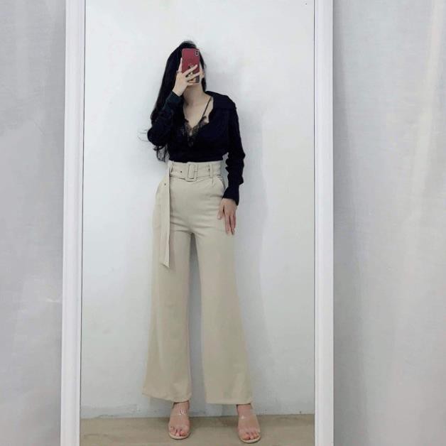 Quần Tây Ống RỘng Eo Cao Kèm Đai Beat