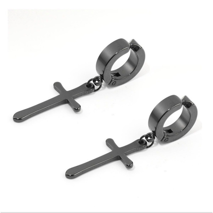 Khuyên tai nam dạng kẹp không cần bấm lỗ hình thánh giá siêu ngầu