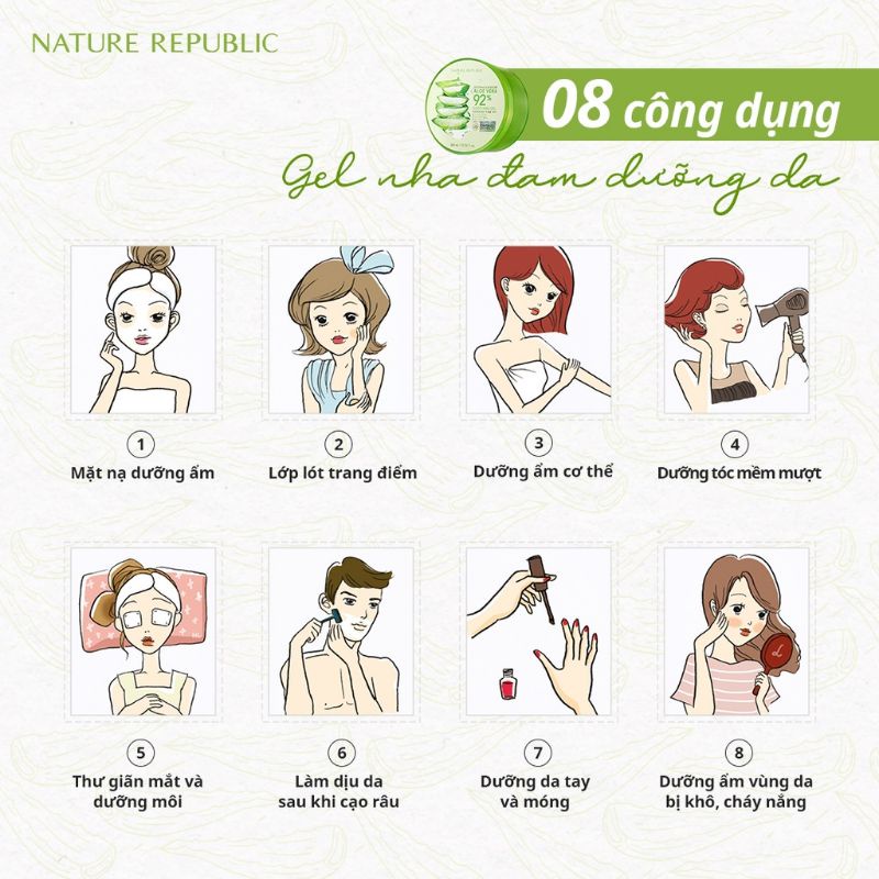 (Q1-HCM) Gel Nha Đam 92% Dưỡng Ẩm Mát Da - Chăm Sóc Tóc Hư Tổn - Gel Lô Hội Đa Năng