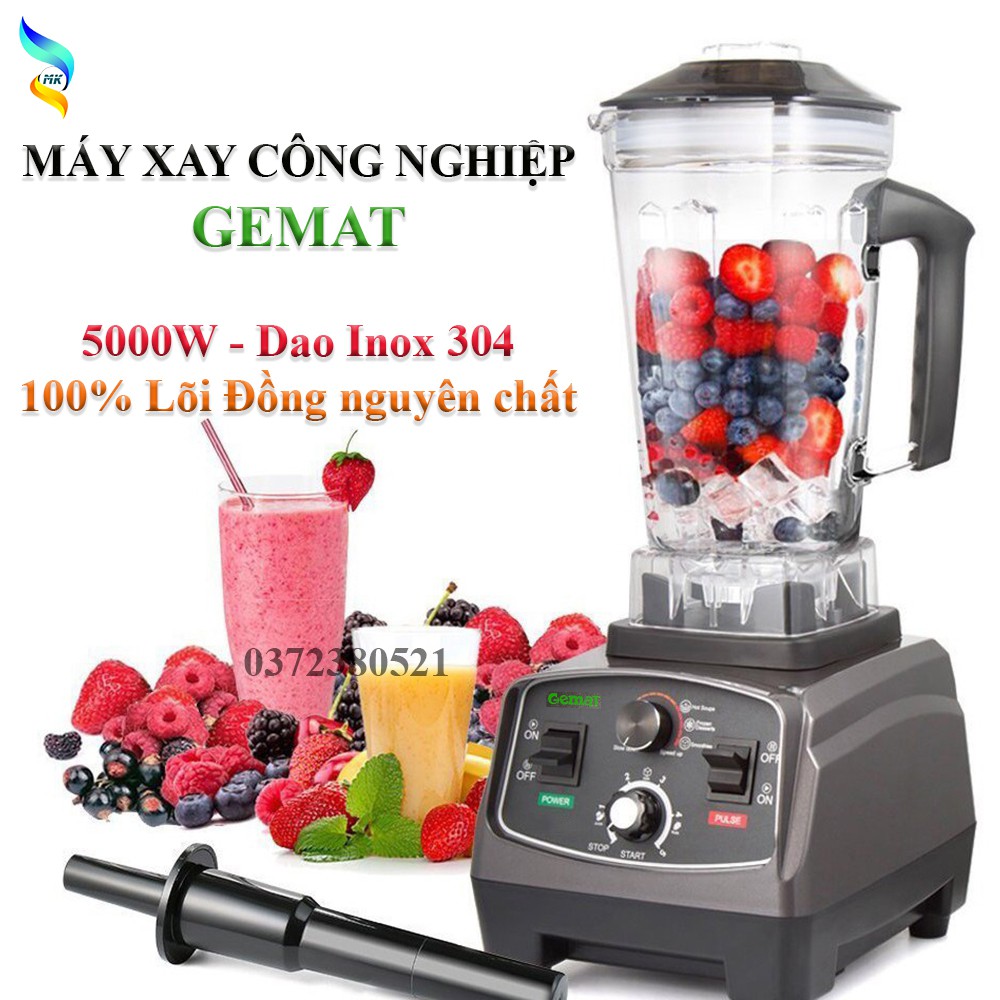 Máy Xay Sinh Tố Công Nghiệp GEMAT 5000W Ca Xay 2L- Xay đá tuyết, Xay Ngũ cốc, Xay rau củ quả. Có thêm chức năng hẹn giờ