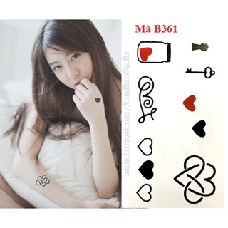 Xăm dán Tattoo trái tim B361