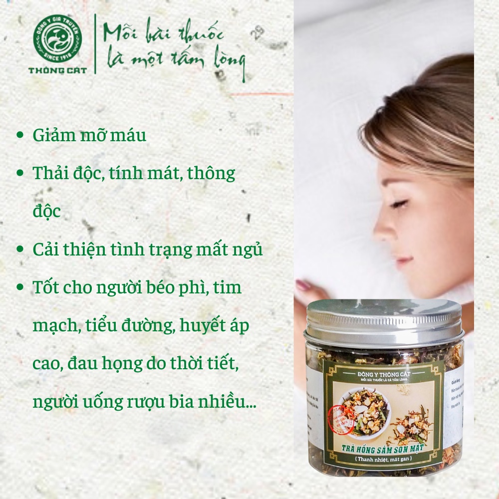 Trà hoa sơn mật hồng sâm Đông y gia truyền Thông Cát- Thanh nhiệt, giải đọc, mát gan, tiêu đờm hiệu quả