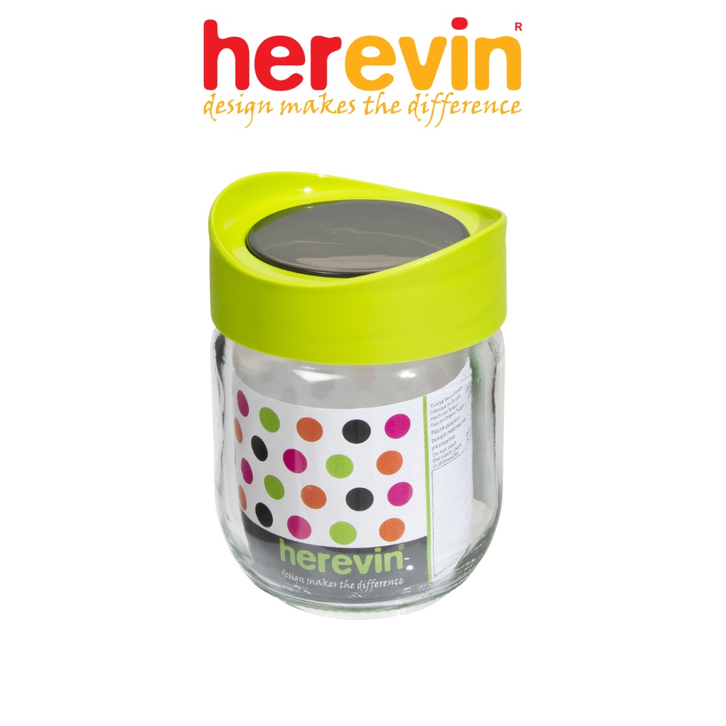 Bộ 3 Hũ Thuỷ Tinh Herevin Tròn Trơn Nắp Transparent 425ml - HEHU149357-560 [GIAO MÀU NGẪU NHIÊN]