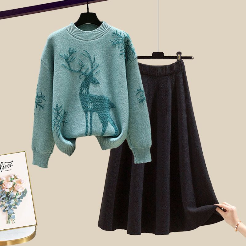 Bộ Áo Sweater Dáng Rộng Phối Chân Váy Dệt Kim Thời Trang Thu Đông 2022 Mới Cho Nữ