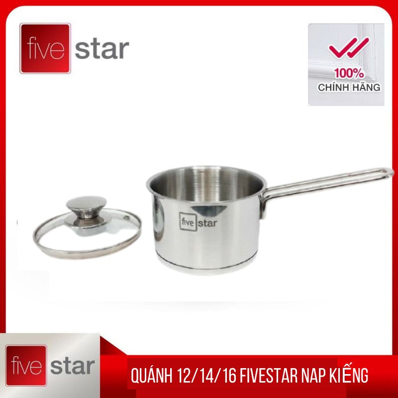 Quánh 3 đáy inox 430 Fivestar Standard nắp kính bếp từ FSQ12001 (12cm)[ TỐT CHO SỨC KHỎE]