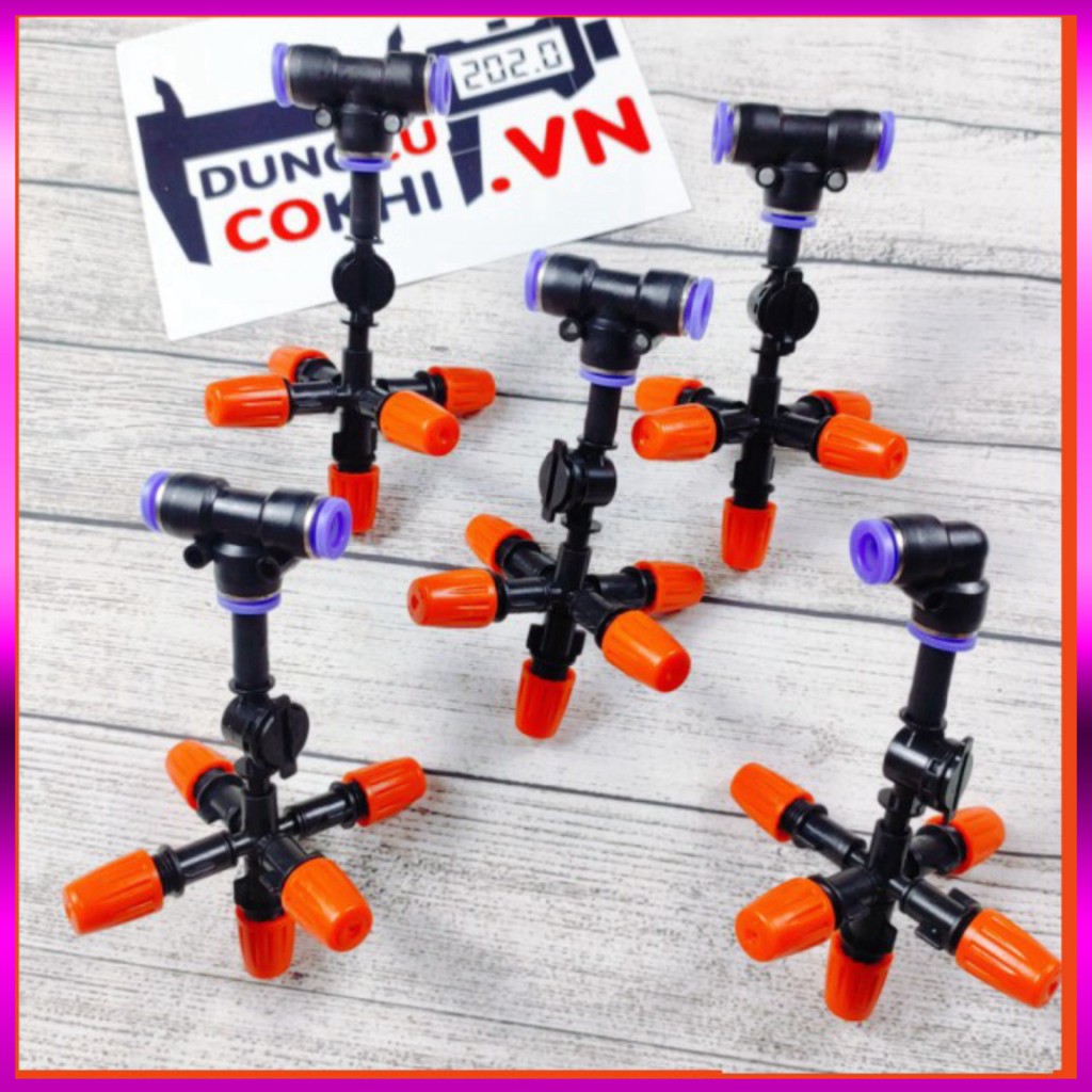 [GIÁ TỐT] 5 Béc phun sương 5 tia nhựa, có chống nhỏ giọt và kết nối nhanh 8mm, dùng tưới cây, tưới lan