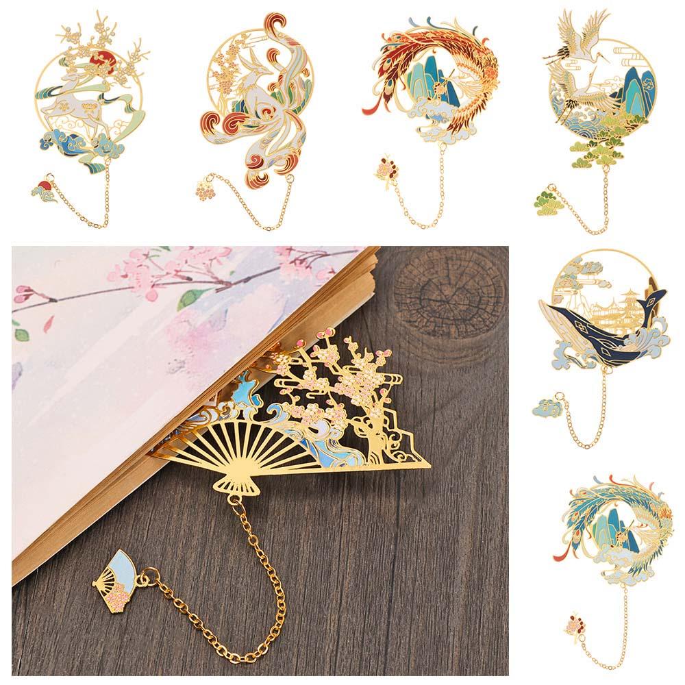 Kẹp Đánh Dấu Trang Sách Bằng Kim Loại Thiết Kế Đục Lỗ Sáng Tạo Kiểu Retro