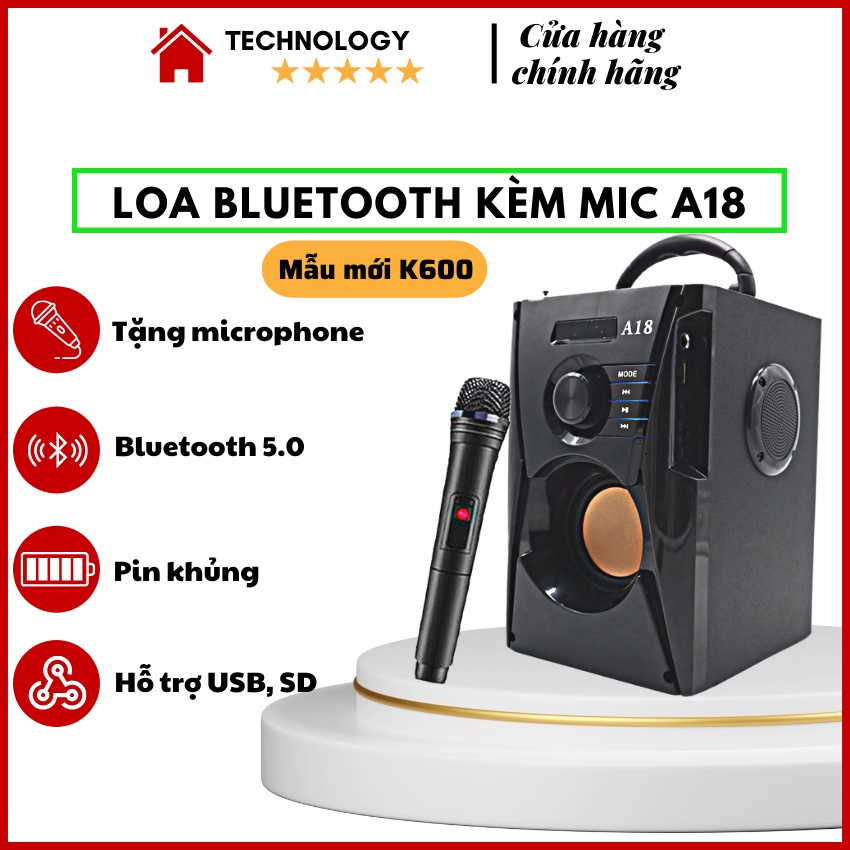 Loa Hát Karaoke Bluetooth Cầm Tay, Loa Bluetooth KAW K600 Cao Cấp + Tặng Kèm Mic Hát Cực Hay Phiên Bản Mới - BH 12 tháng