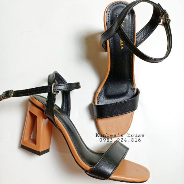 (THANH LÝ NGHỈ BÁN) GIÁ CŨ 225K Sandal Gót Lỗ Vuông Pha Màu Thời Trang B130 - Kunbee's house (ẢNH TỰ CHỤP)