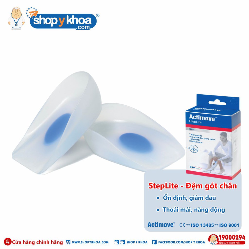 [CÓ QUÀ TẶNG] Đệm gót chân silicone tăng chiều cao Actimove Steplite (Made in Italy)