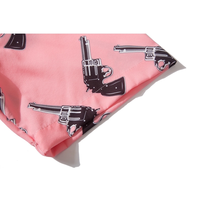 Áo sơ mi tay ngắn màu hồng in họa tiết độc đáo thời trang 2019 dành cho nam