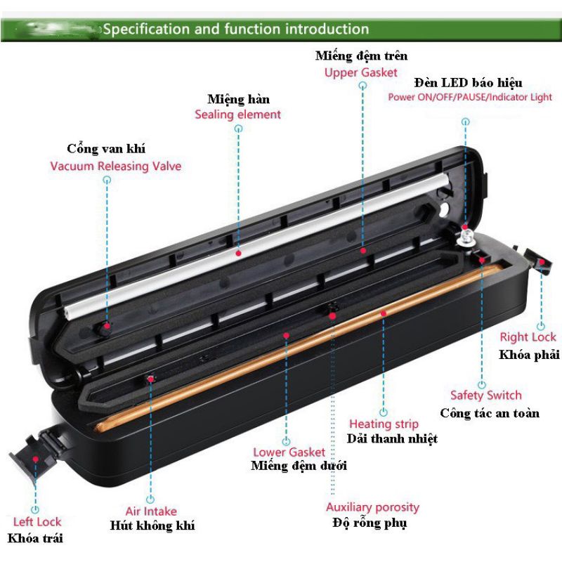 Máy Hút Chân Không Thực Phẩm Kèm Hàn Miệng Túi  Vacuum Sealer