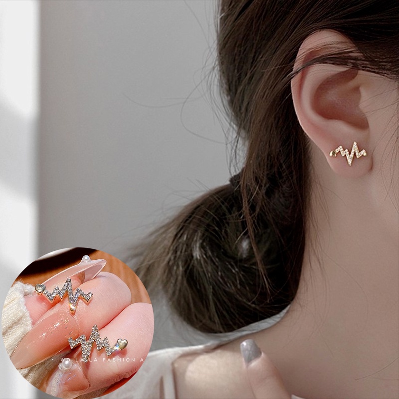 Bông Tai Mạ Bạc 925 Hình Tia Sét Thanh Lịch Thời Trang Hàn Quốc Cho Nữ