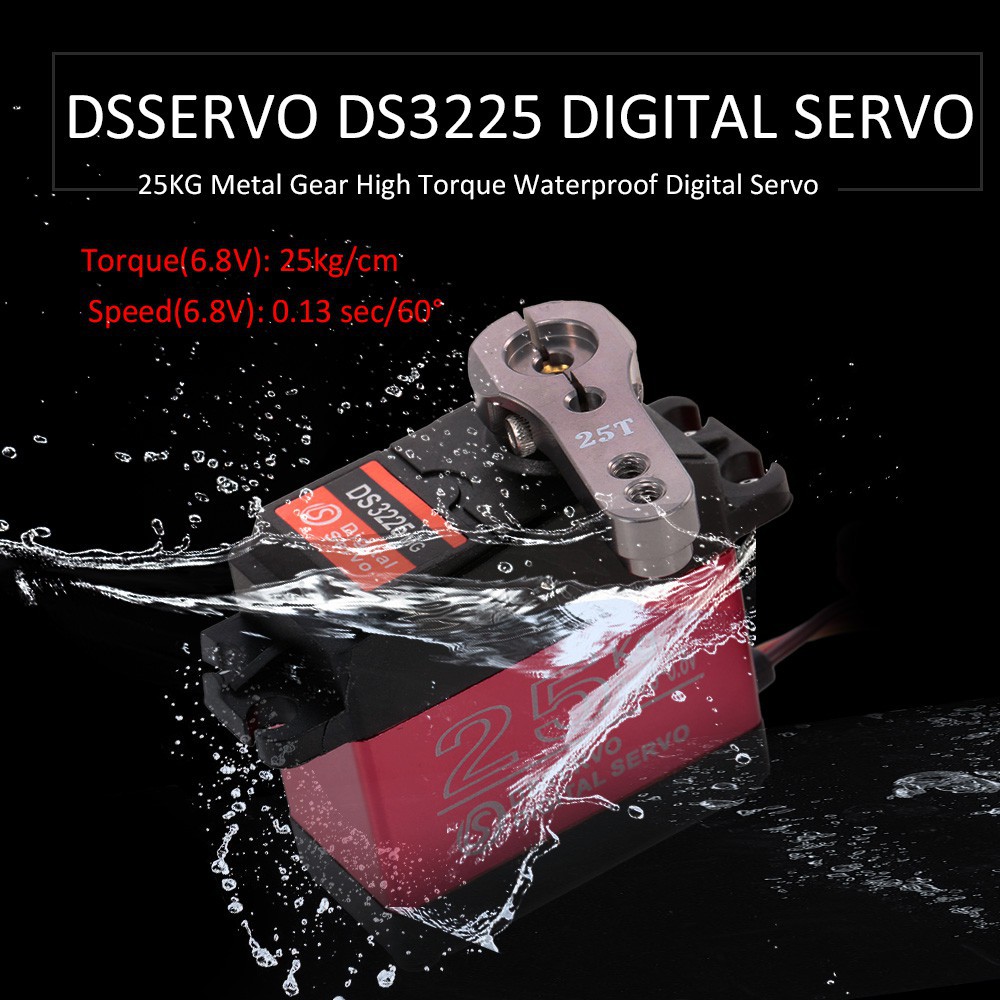 Bộ thiết bị trợ lực kỹ thuật số chống nước torque cao DSSERVO DS3225 25KG cho xe điều khiển từ xa