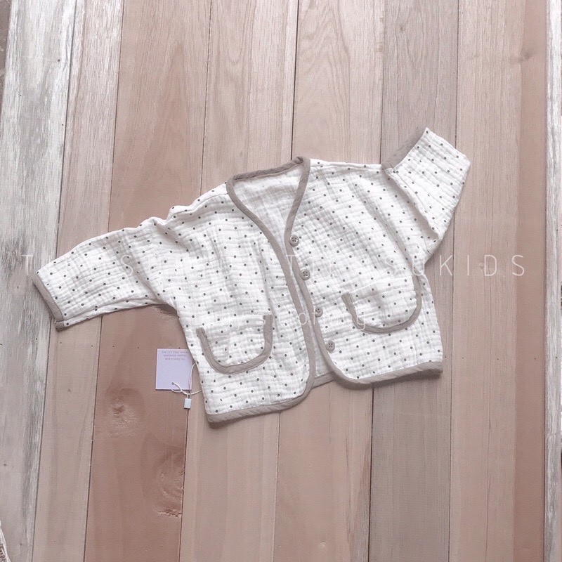 Áo khóac mùa thu vải xô muslin mỏng nhẹ cho bé