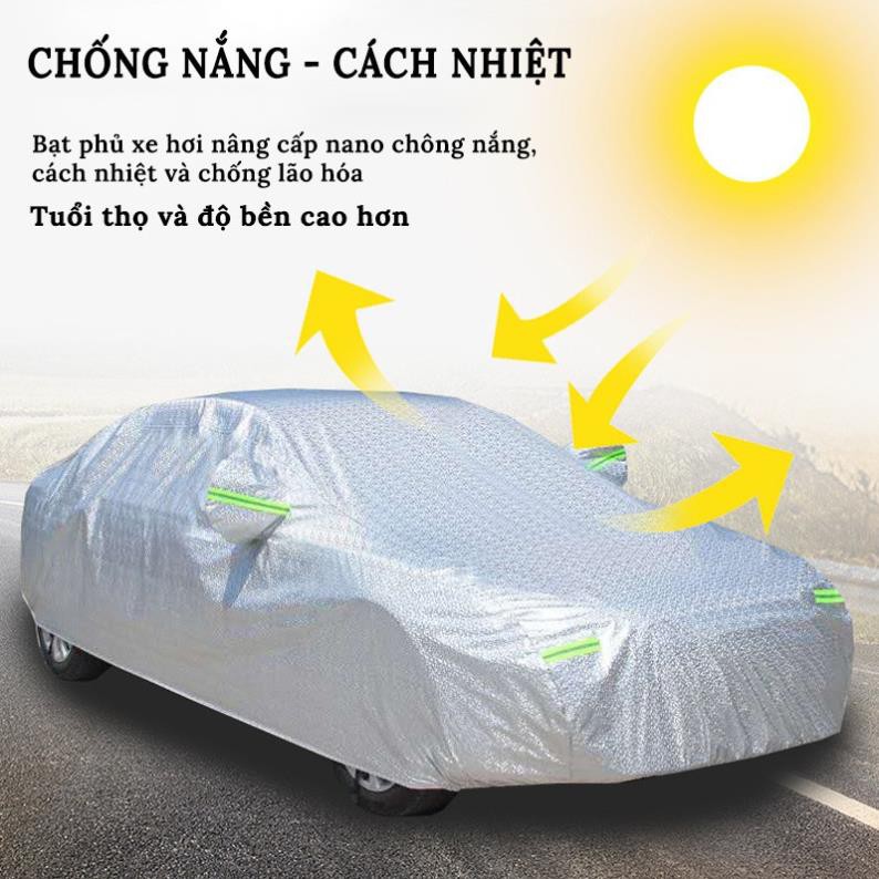 Bạt Phủ Ô Tô 3 Lớp - Bạt Phủ Toàn Xe 3 Lớp Tráng Nhôm Chống Xước, Chống Nắng, Chống Mưa Cho Ô Tô