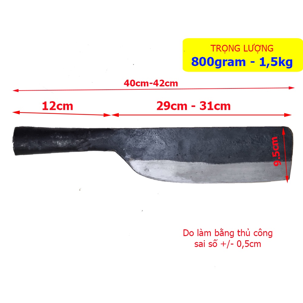Dao phay nhà bếp KHALIK chuyên dùng chặt xương rèn thủ công bằng nhíp xe ô tô chuẩn làng nghề Đa Sỹ