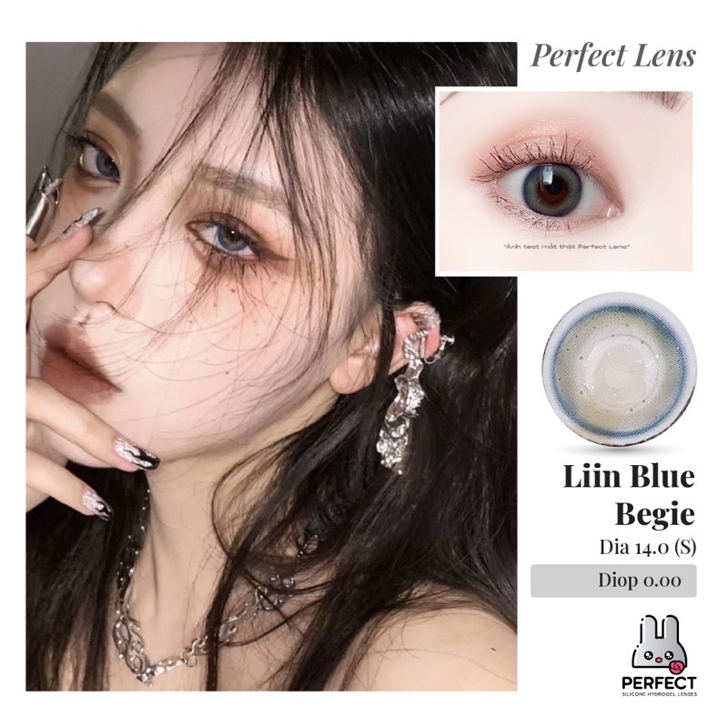 Lens ẢNH MẮT THẬT , Kính Áp Tròng Không Độ Cận , Liin Blue Begie Dia 14.0 S , Sản Phẩm Chính Hãng Giá Sale