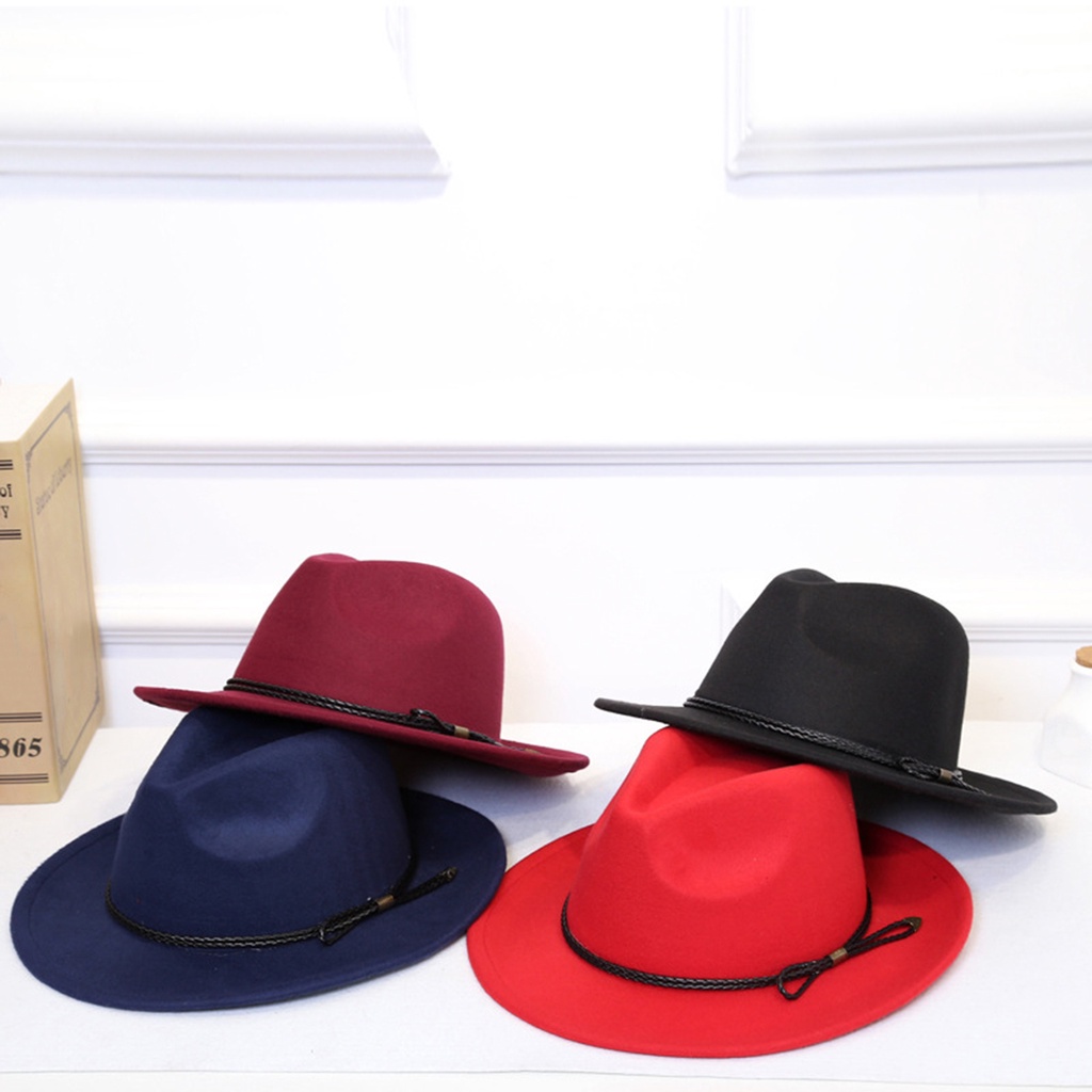 Mũ Fedora Rộng Vành Màu Sắc Vintage Thời Trang Mùa Đông Cho Nam