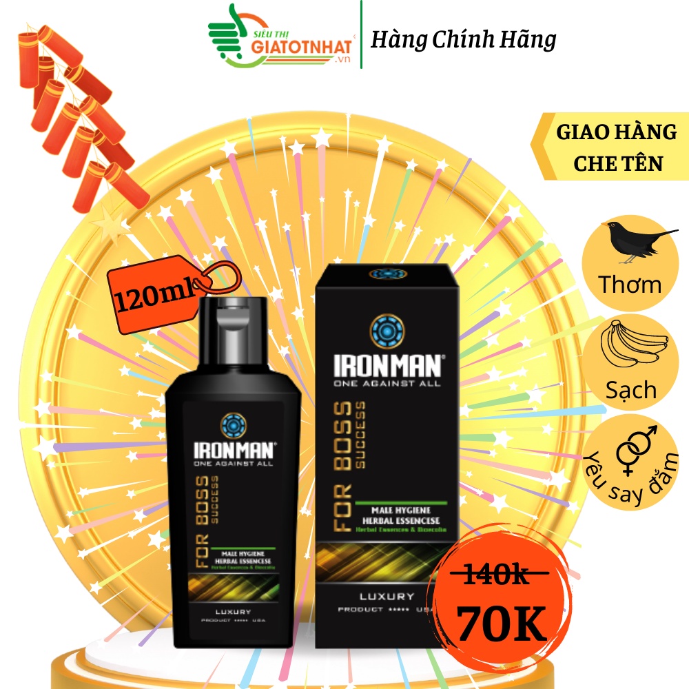 Dung dịch vệ sinh nam giới Ironman 120ml dạng gel thảo dược tạo bọt dịu nhẹ giúp làm sạch nấm ngứa khử mùi hôi hiệu quả