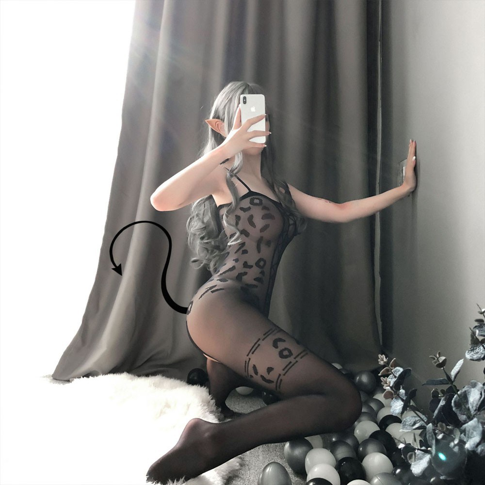 Bodysuit lưới ôm sát Lyly 8636 quần tất lướt họa tiết da báo sexy cám dỗ | WebRaoVat - webraovat.net.vn